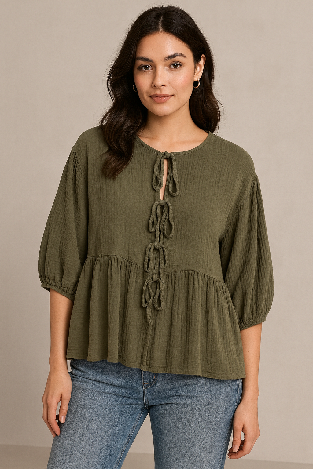 Luftige Baumwollbluse mit Schleifen – zeitloser Boho-Look ✨