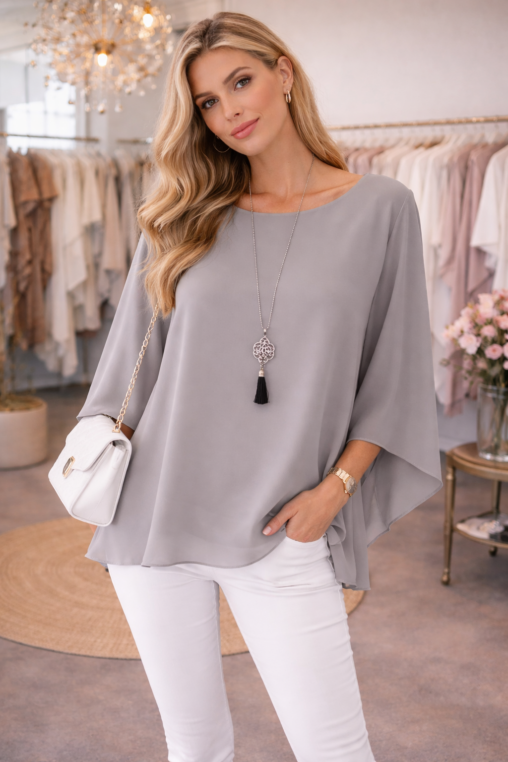 Frühlingsbluse mit toller Kette