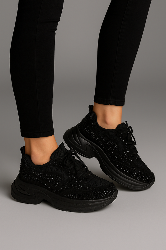 Chunky Sneaker mit viel Glitzer