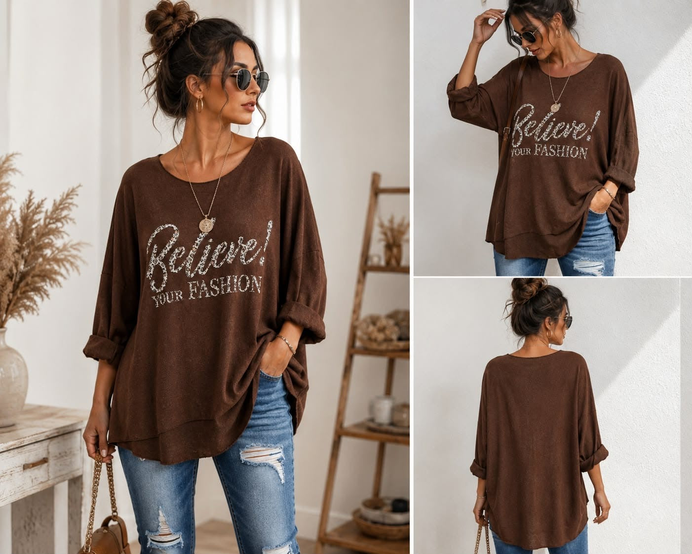 Believe Oversize-Shirt | Statement-Print | Viskose | Größe 38–46 | Blickfang Fashion