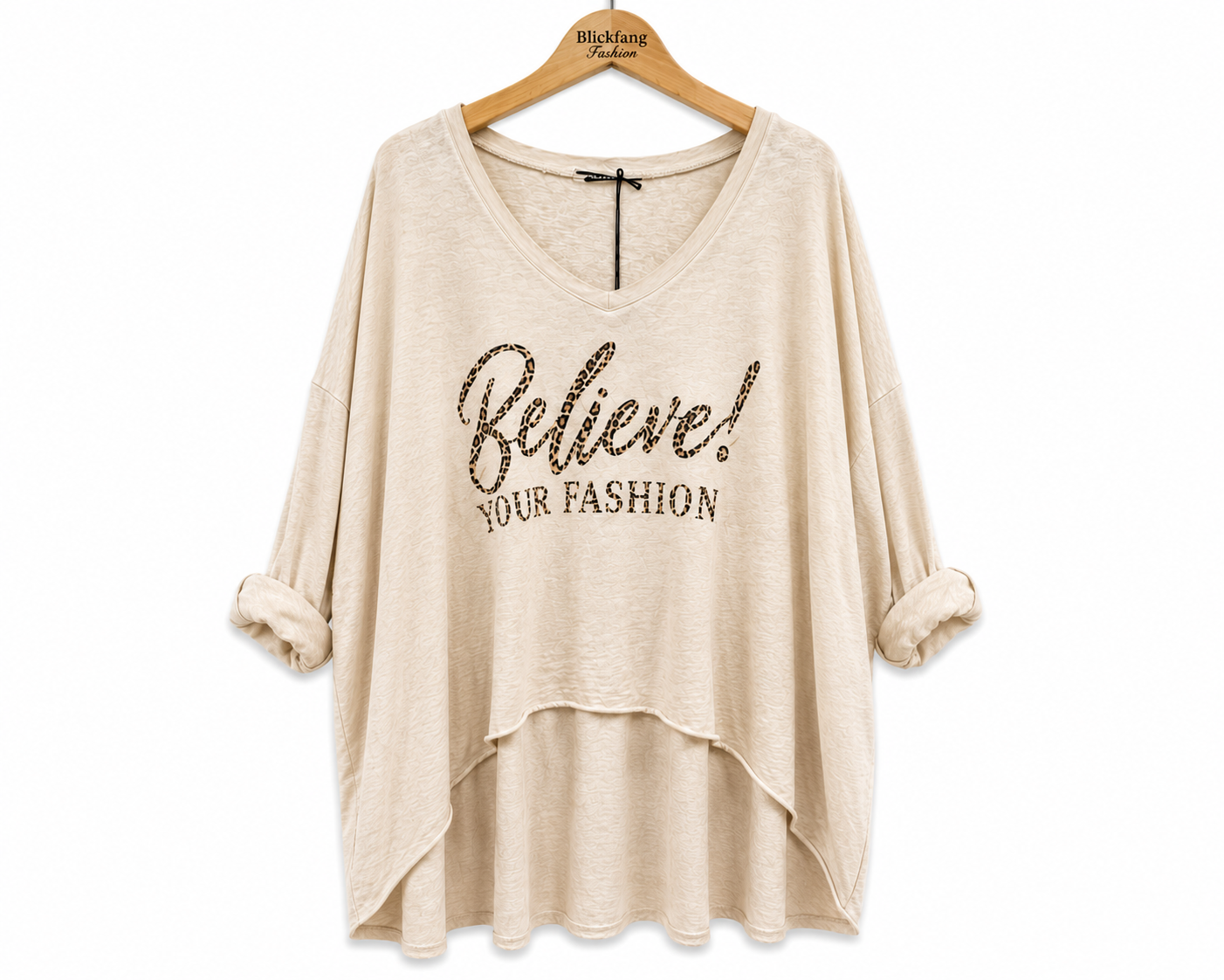 Oversize Shirt „Believe! Your Fashion“ – Stylischer Leo-Print | 4 Farben | One Size
