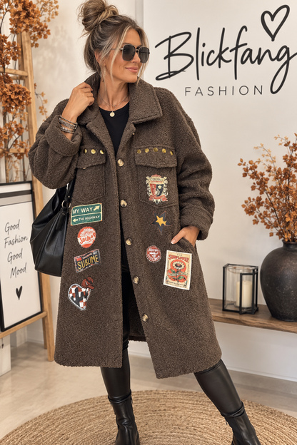 Statement Longjacke mit Patches – Teddy Look |🍂🔥😍