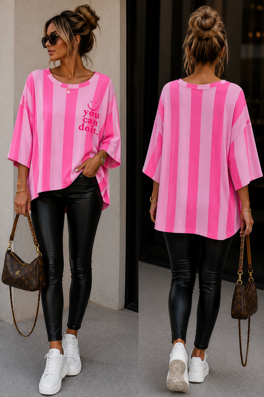 Oversize Streifenshirt „ you can doit“