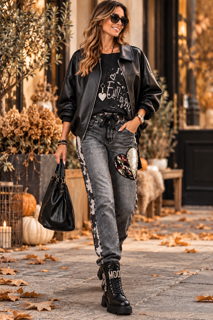 BLACK ICON 🖤 – Oversize Lederlook-Jacke mit Ballon-Effekt | Trendjacke Schwarz Gr. 38–48