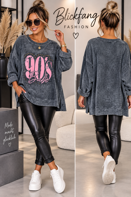 90’s BABE – Oversize Statement-Pullover mit Wow-Effekt 💗 | Made in Italy | Antrahzit