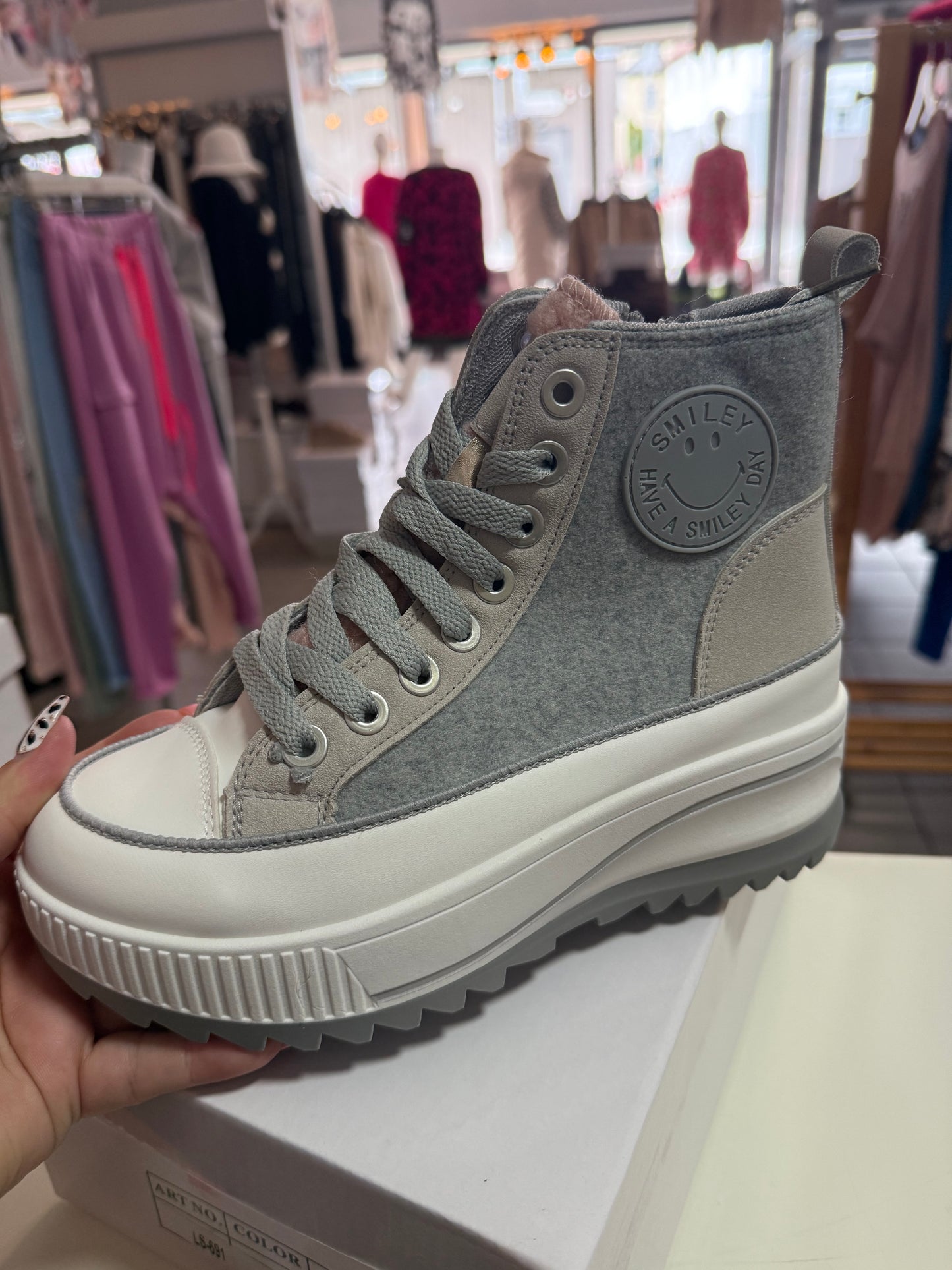 High Sneaker Smiley 36-41 Grau