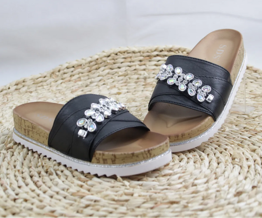 Shine Baby – Glitzer-Sandalen in Weiß & Schwarz