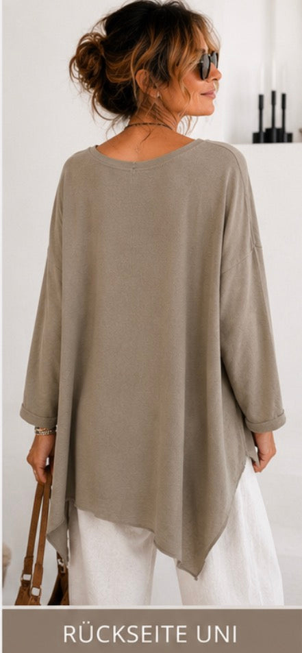 🤎 Blickfang Herbstliebling – Oversize Baumwollshirt mit Leo-Herz