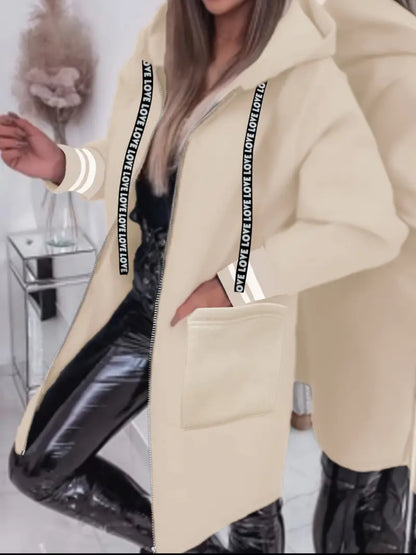 LENA - KAPUZENJACKE MIT BUCHSTABEN-KORDELZUG UND REISSVERSCHLUSS