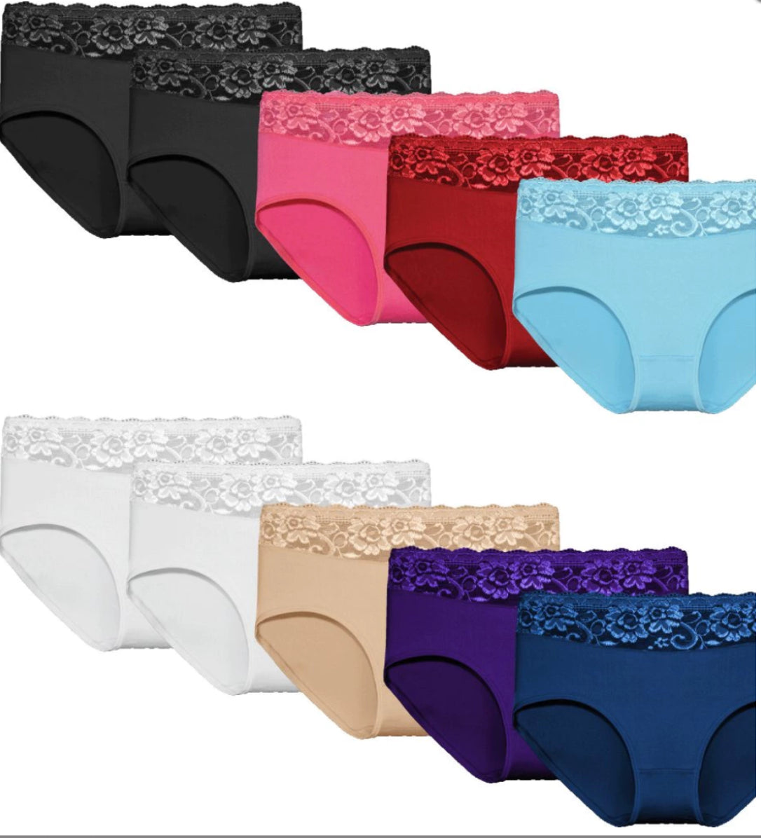 Baumwolle-Slip mit Spitze in 8 Farben