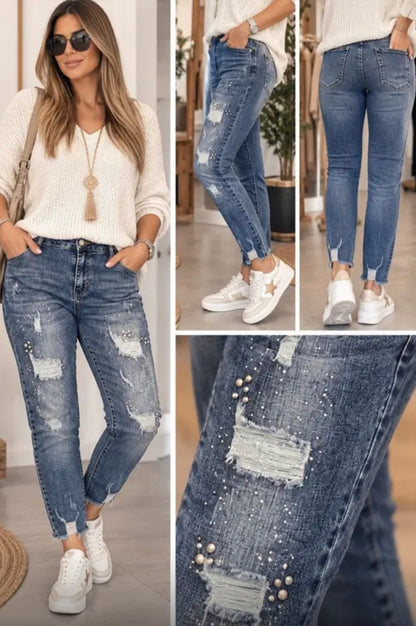 Premium Glam Jeans – Strass & Perlen ✨