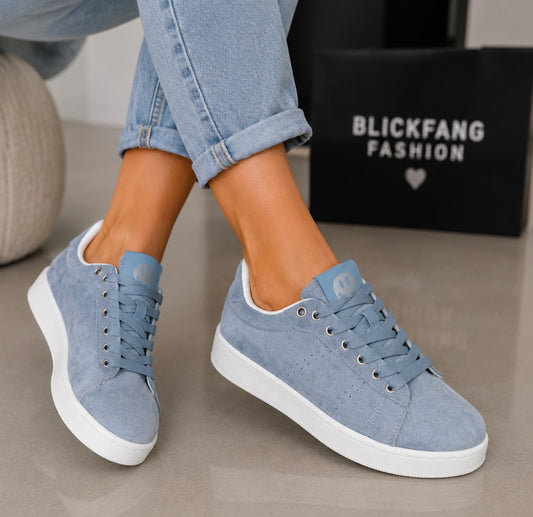 Sportlicher Velour -Sneaker Hellblau – Super bequem | Gr. 36–41