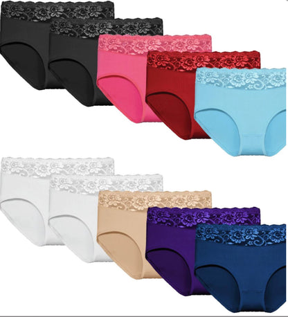 Baumwolle-Slip mit Spitze in 8 Farben