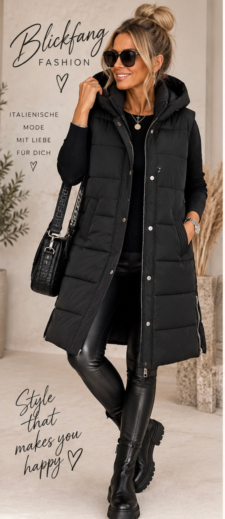 Long Steppweste BLACK EDITION 🖤 – Stylisch, kuschelig & ein echtes Fashion-Statement | S–XXL