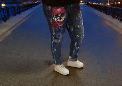 Sexy Women Jeans # Skull#