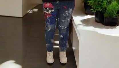Sexy Women Jeans # Skull#