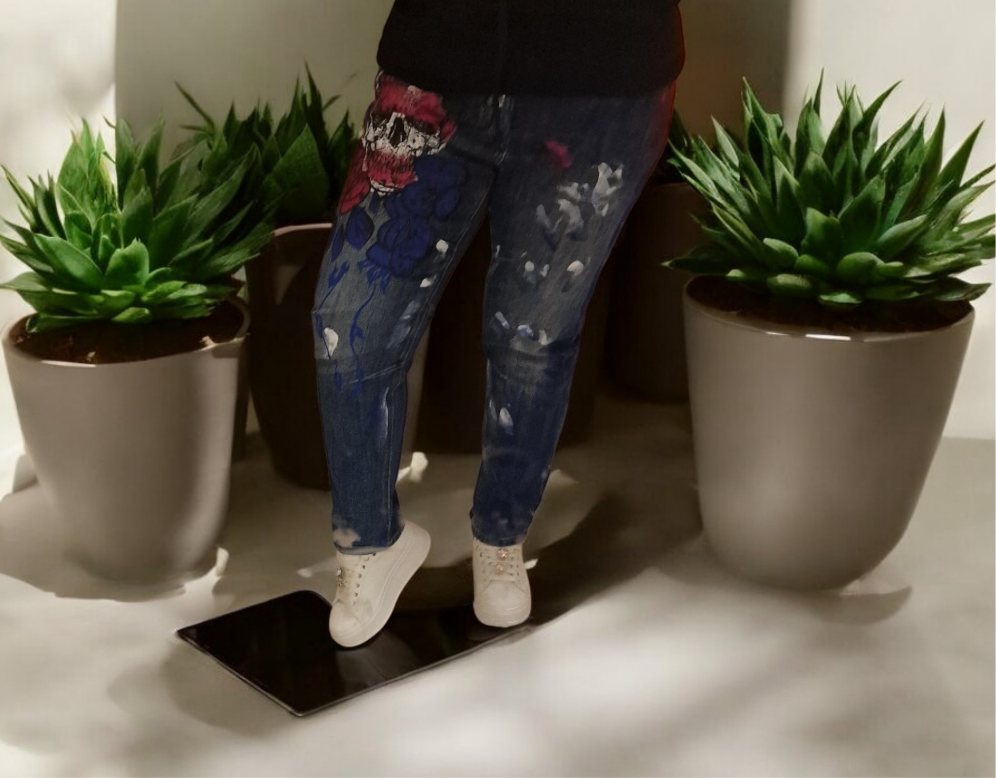 Sexy Women Jeans # Skull#