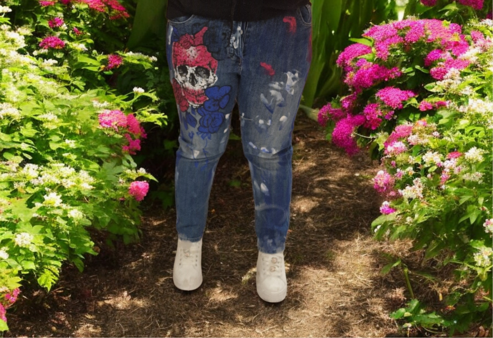Sexy Women Jeans # Skull#