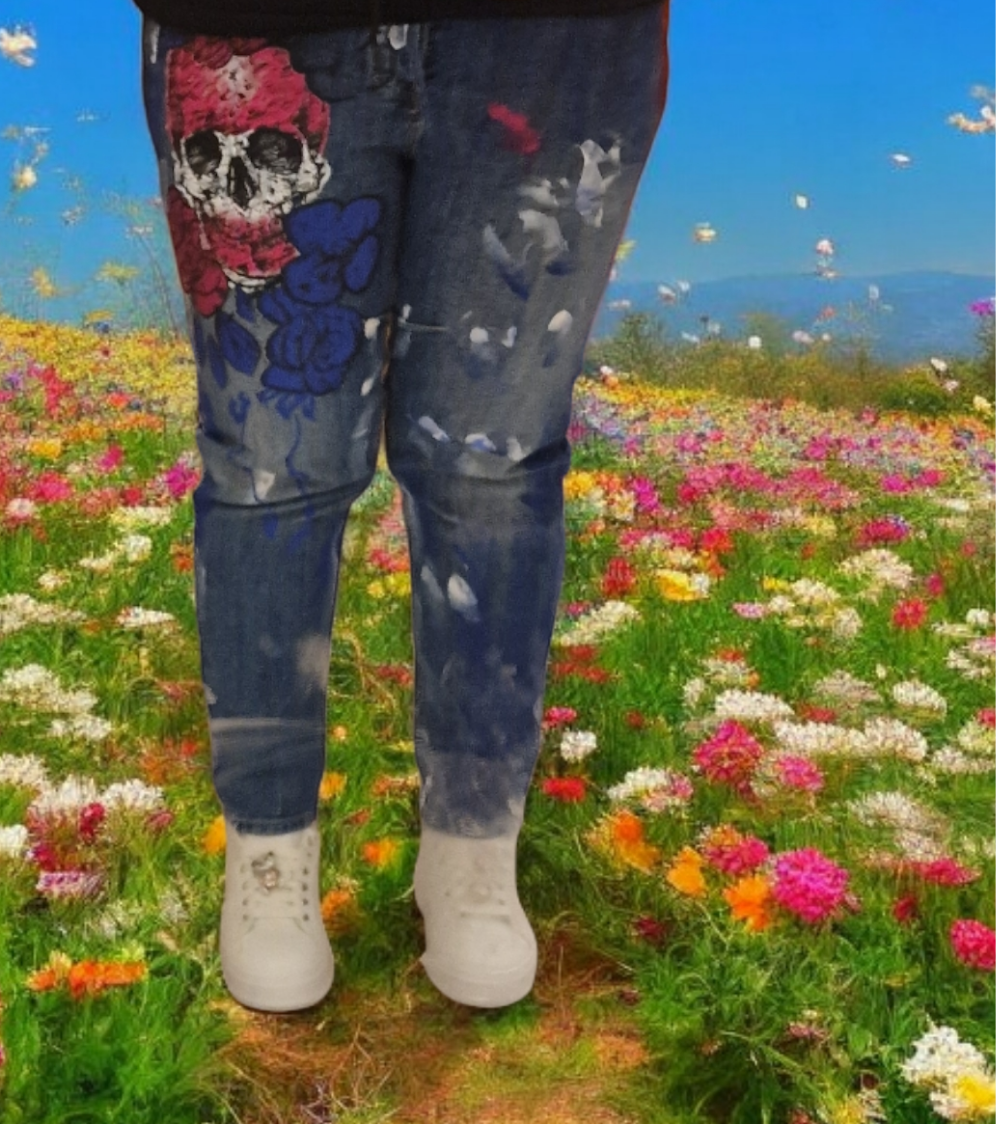 Sexy Women Jeans # Skull#