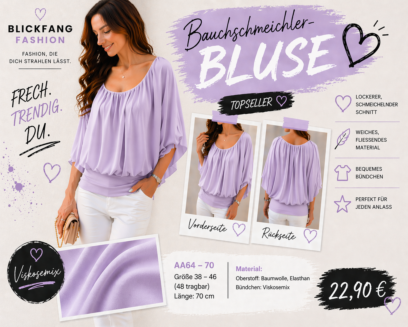 Bauchschmeichler Bluse 👚 in 8 Farben TOPSELLER