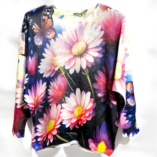 Oversize-Pullover mit frischem Blumen-Print