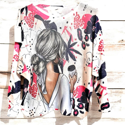 Oversize-Pullover mit angesagtem Pop-Art-Print