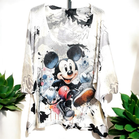 Fröhlicher Oversize-Pullover mit ikonischer Comic-Maus
