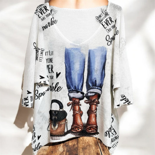 Oversize-Pullover mit Statement-Print