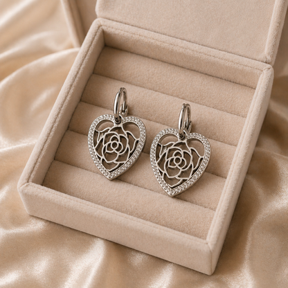 Herz - Ohrringe mit Rosen - Design