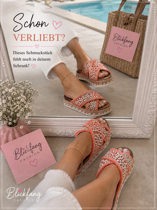 Sommer - Slipper mit Steinen 🍒