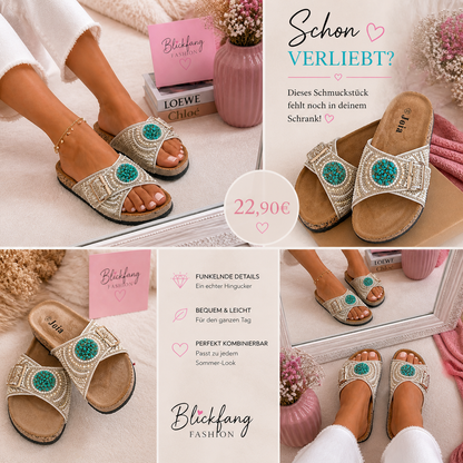 Sommer -Slipper mit Perlen und Steinchen
