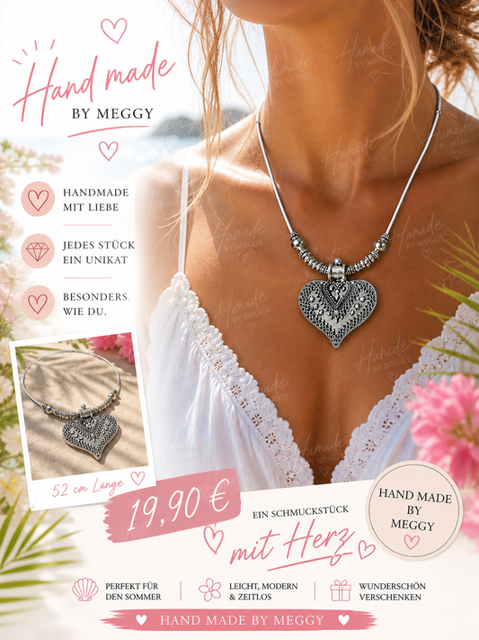 ✨ Handmade Kette mit Herzanhänger – by Meggy ✨