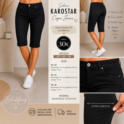 Karostar Capri Jeans Black