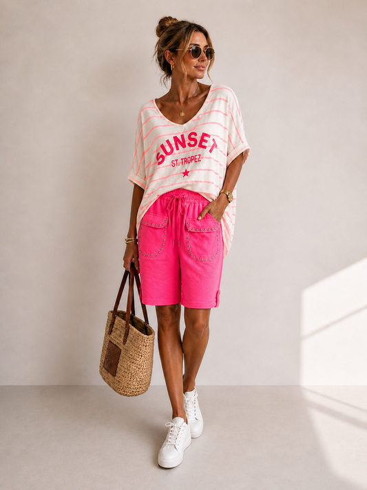 Sweat Short mit Nieten
