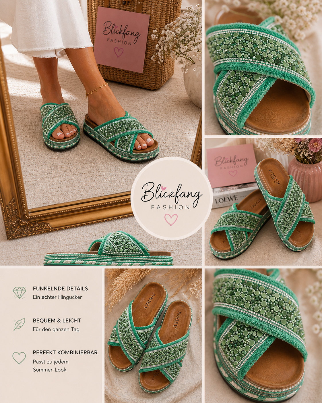 Green Glam Schlappen
