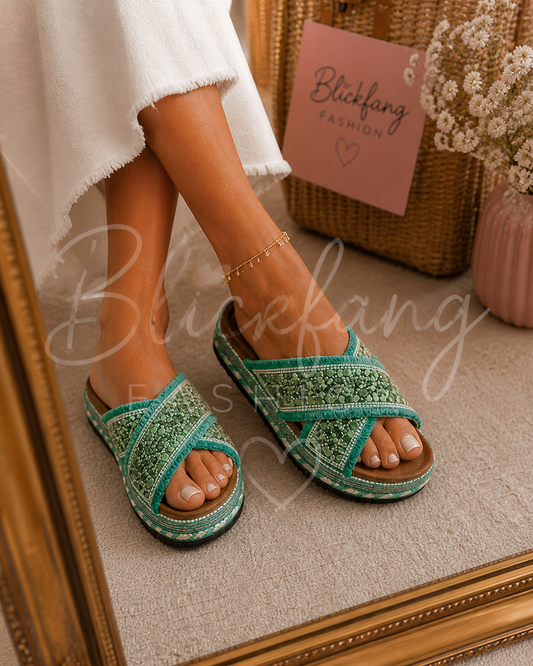 Green Glam Schlappen