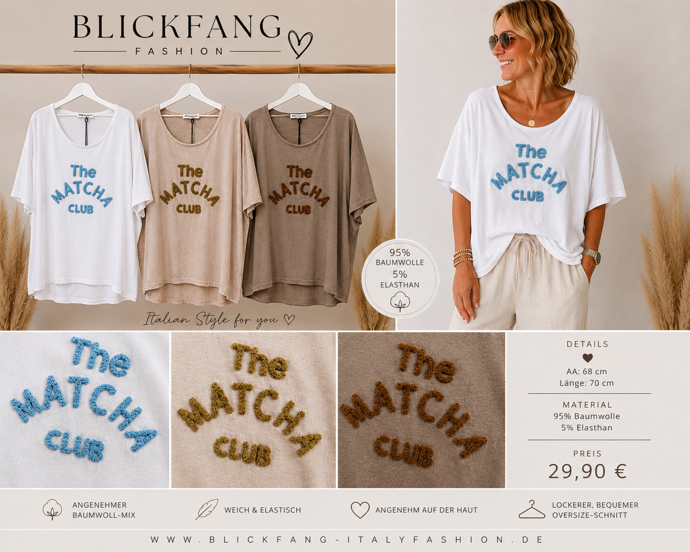 The Matcha Club lässiges Oversize Shirt