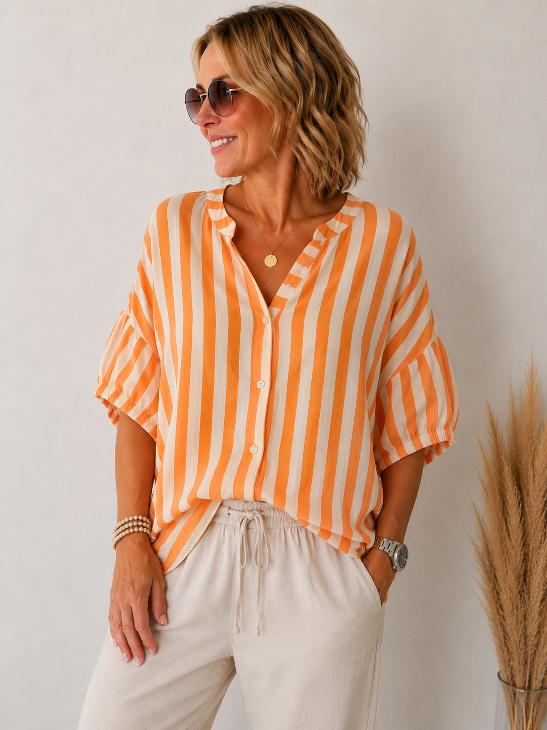Sommerliche Streifen - Bluse 👚 „ Mila“