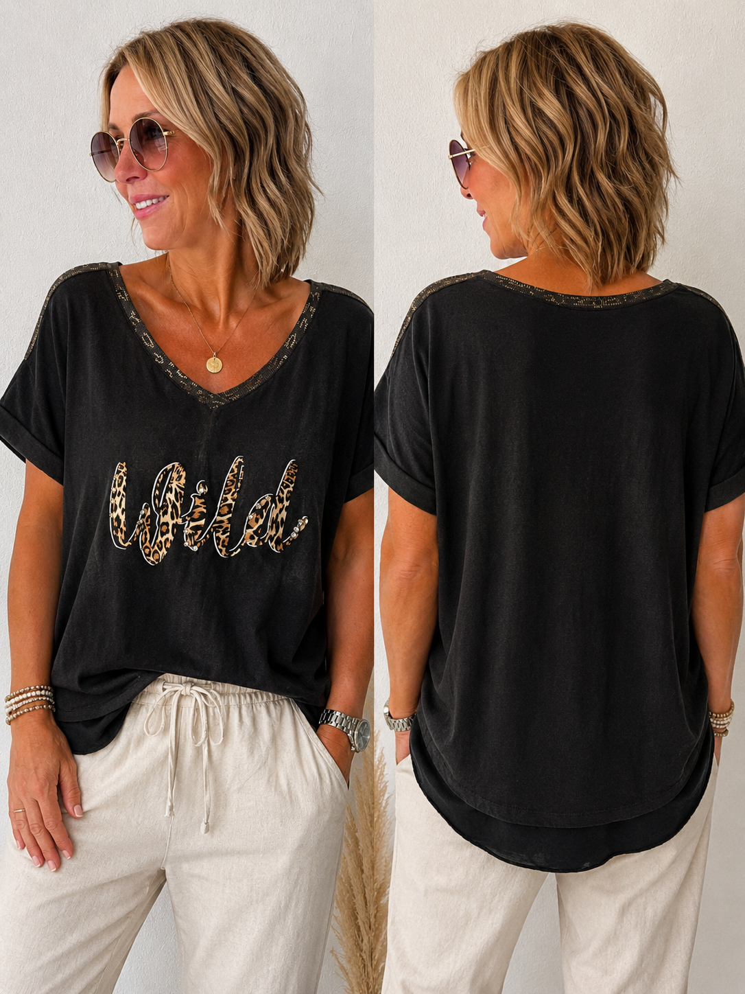 Wild V-Neck Shirt - lässiger Leo - Look