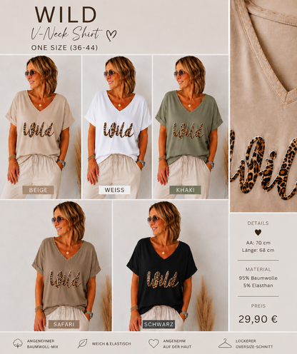 Wild V-Neck Shirt - lässiger Leo - Look