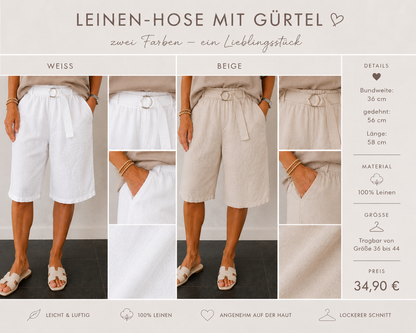 Leinen - Bermuda mit Gürtel