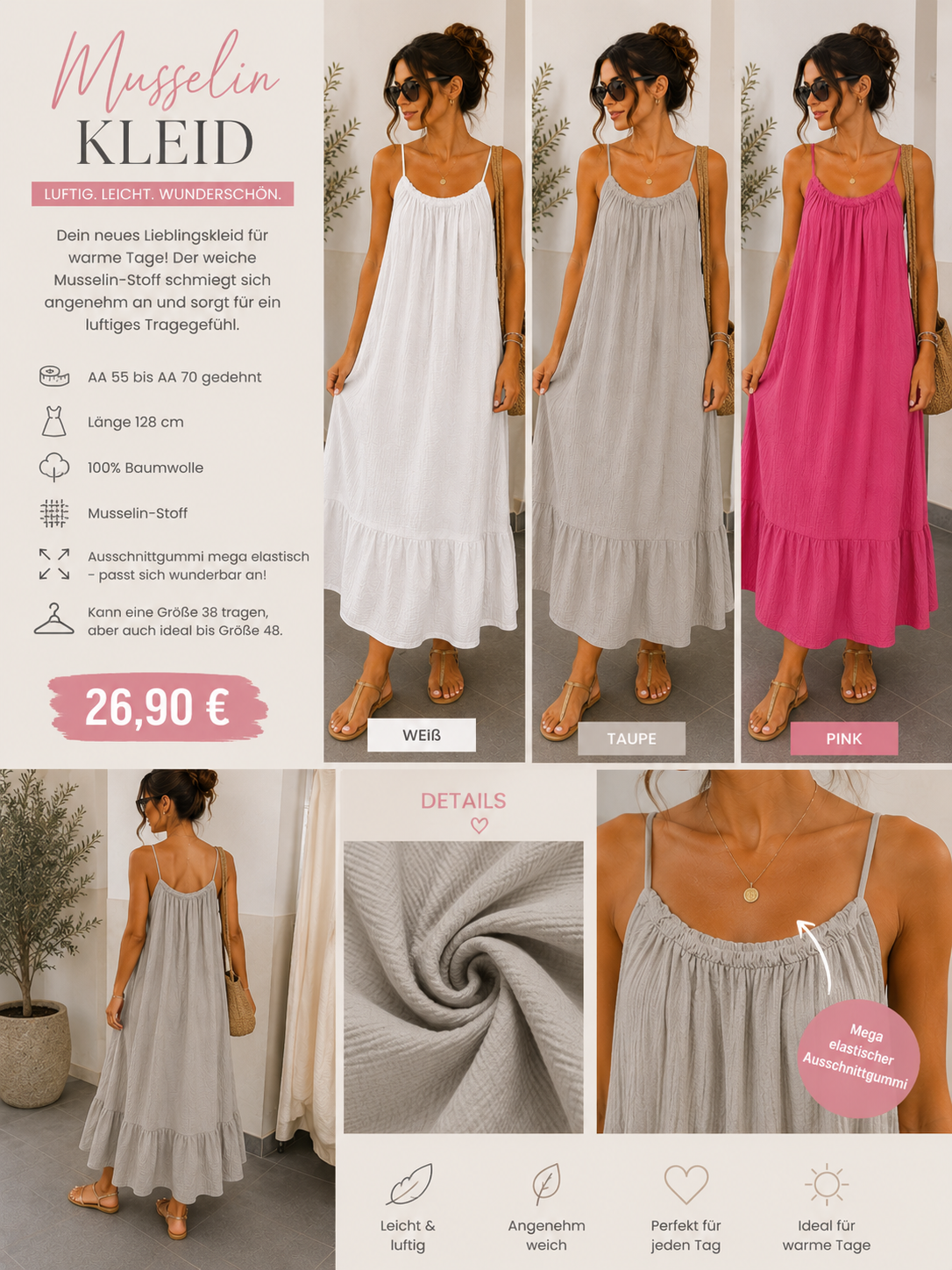 Musselin Kleid „ Ansa“