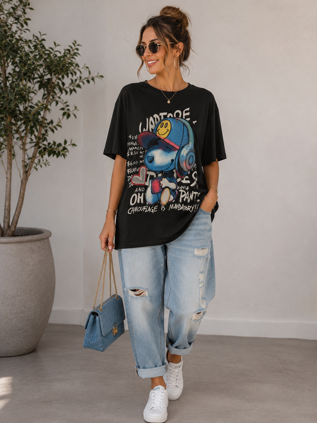 Premium Strass Tshirt Snoopy