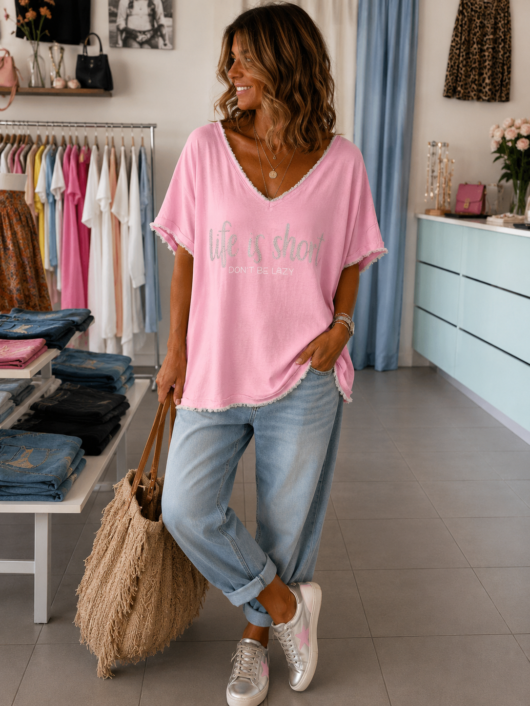 Oversize Shirt „ Life is Short „