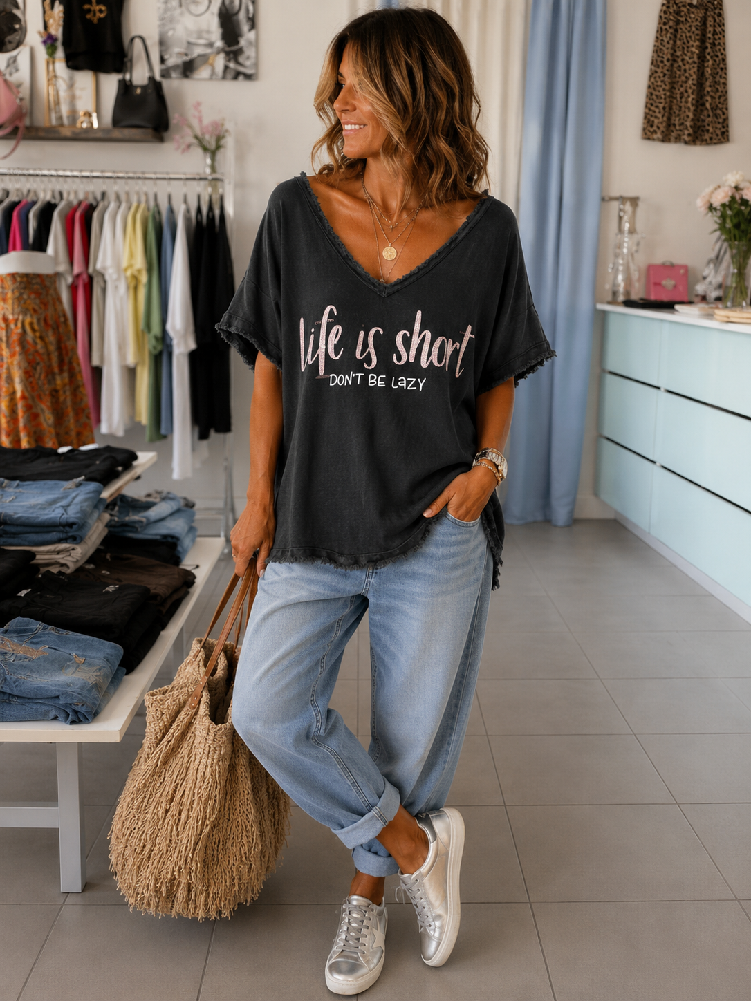 Oversize Shirt „ Life is Short „