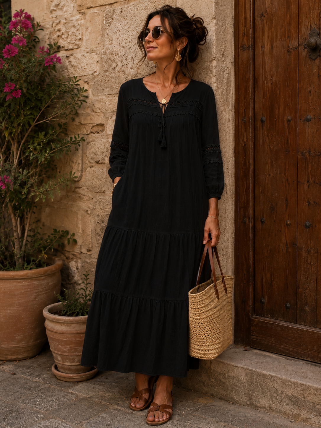 Boho - Maxikleid mit Spitzen Details
