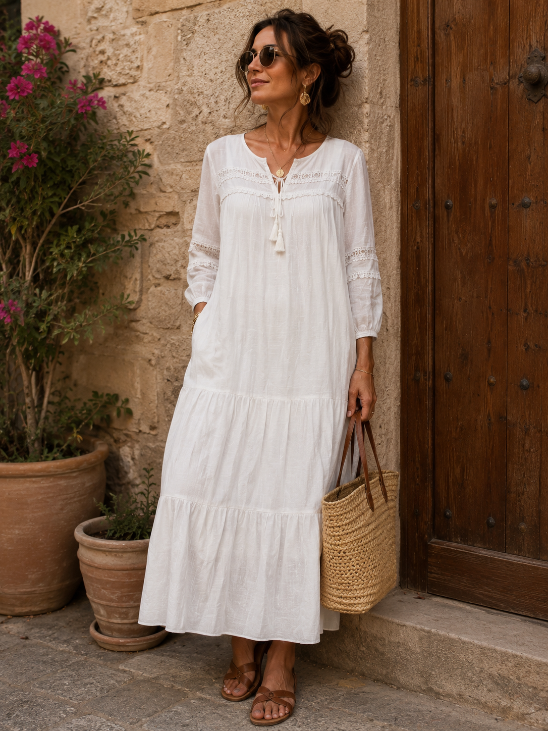 Boho - Maxikleid mit Spitzen Details