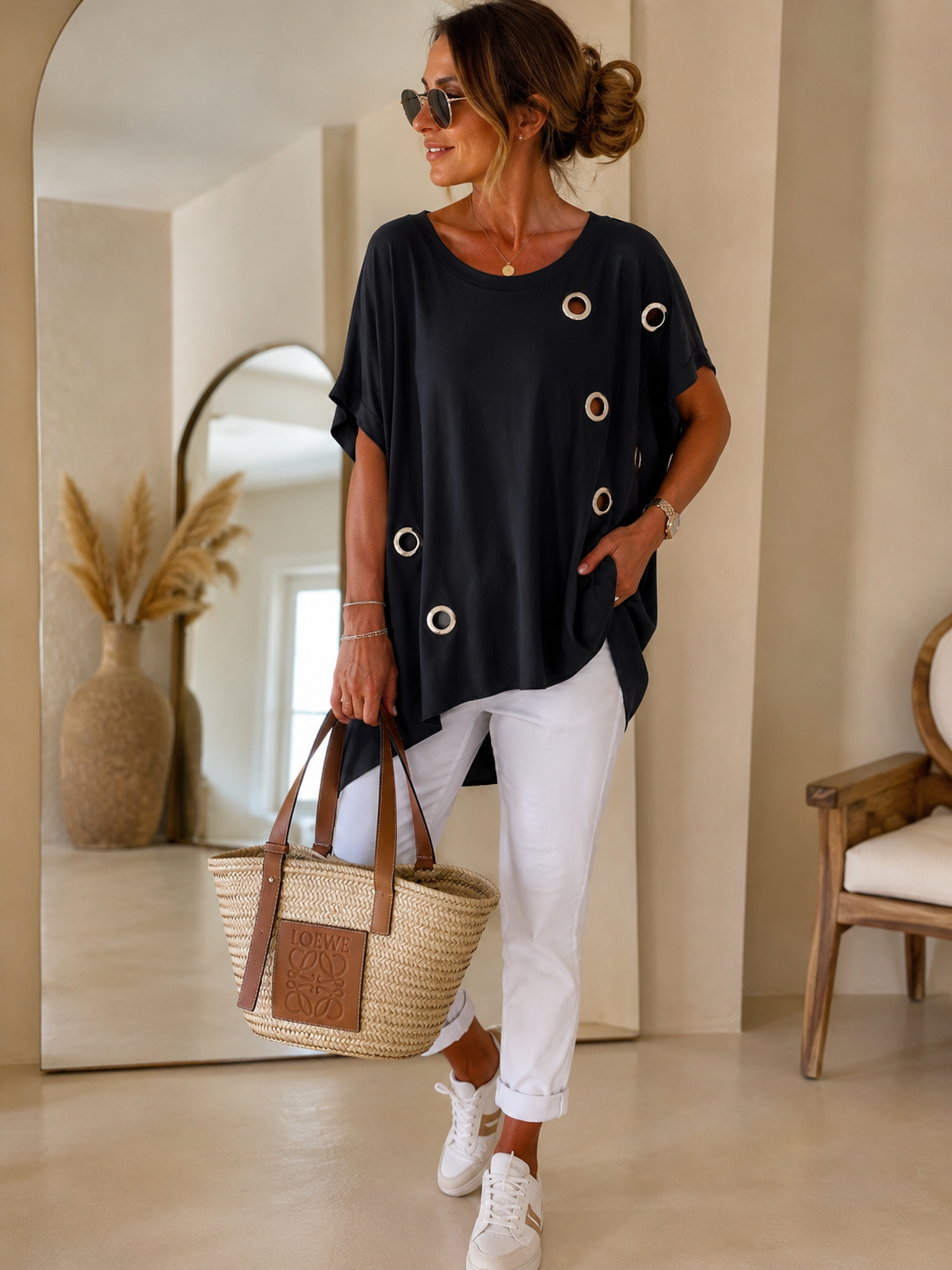 Oversize Shirt mit stylisches Ösen