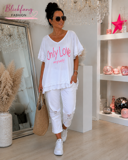 ✨ Only Love – Oversize Shirt mit Strass-Statement ✨