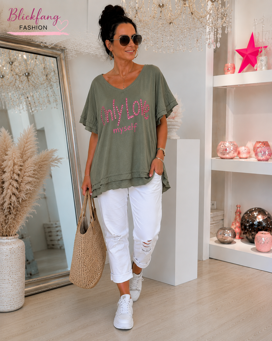 ✨ Only Love – Oversize Shirt mit Strass-Statement ✨